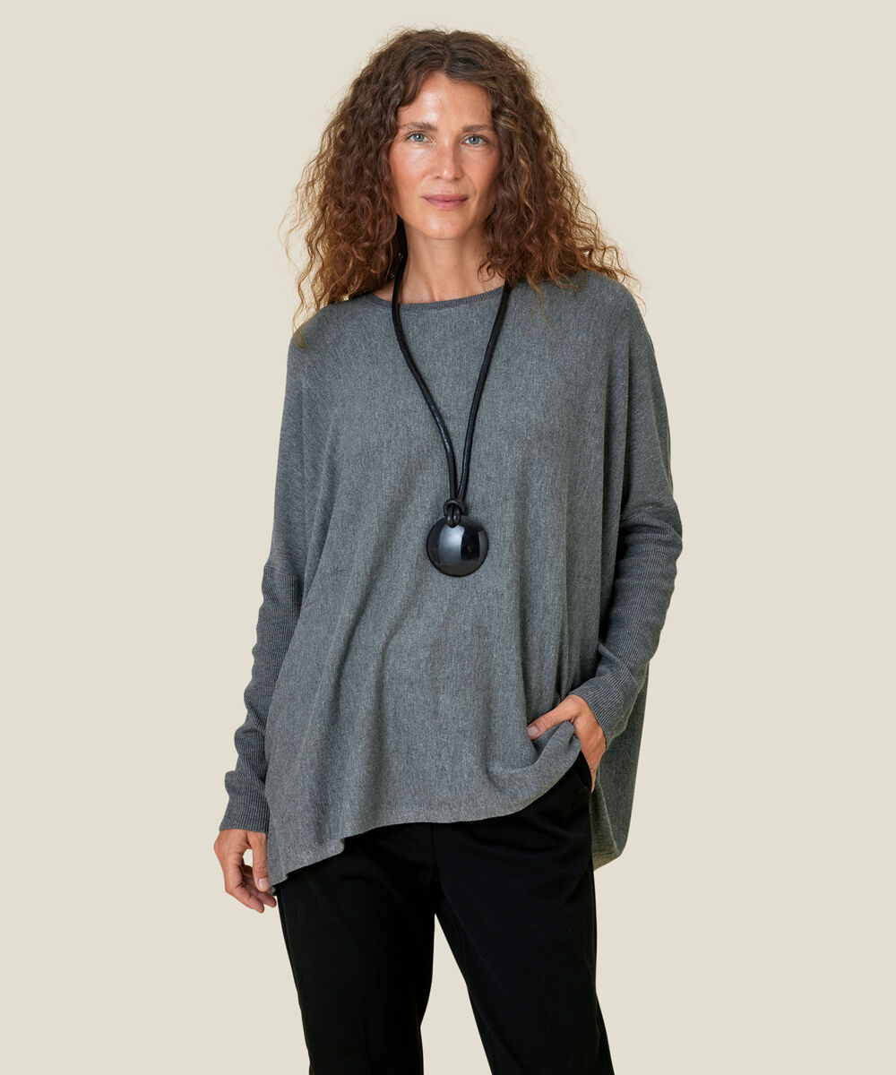 Oversize-pullover Mit Schmalen &Auml;rmeln, M. Grey mel.