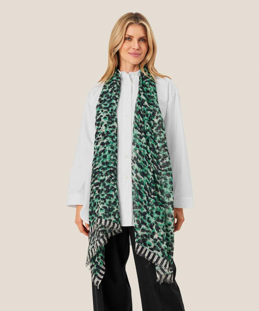 Schal mit Leopardenmuster , Winter Green