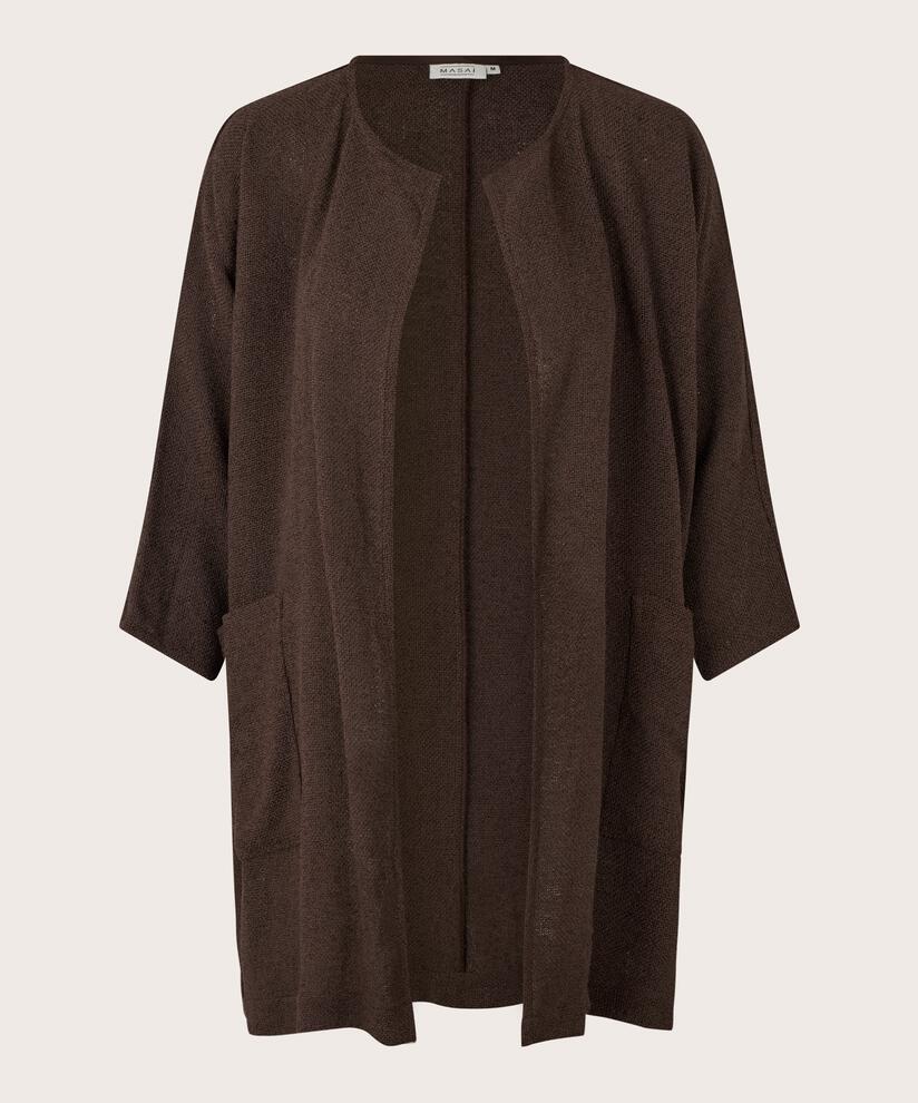 Lange Jacke Aus Bouclé, Coffee Bean