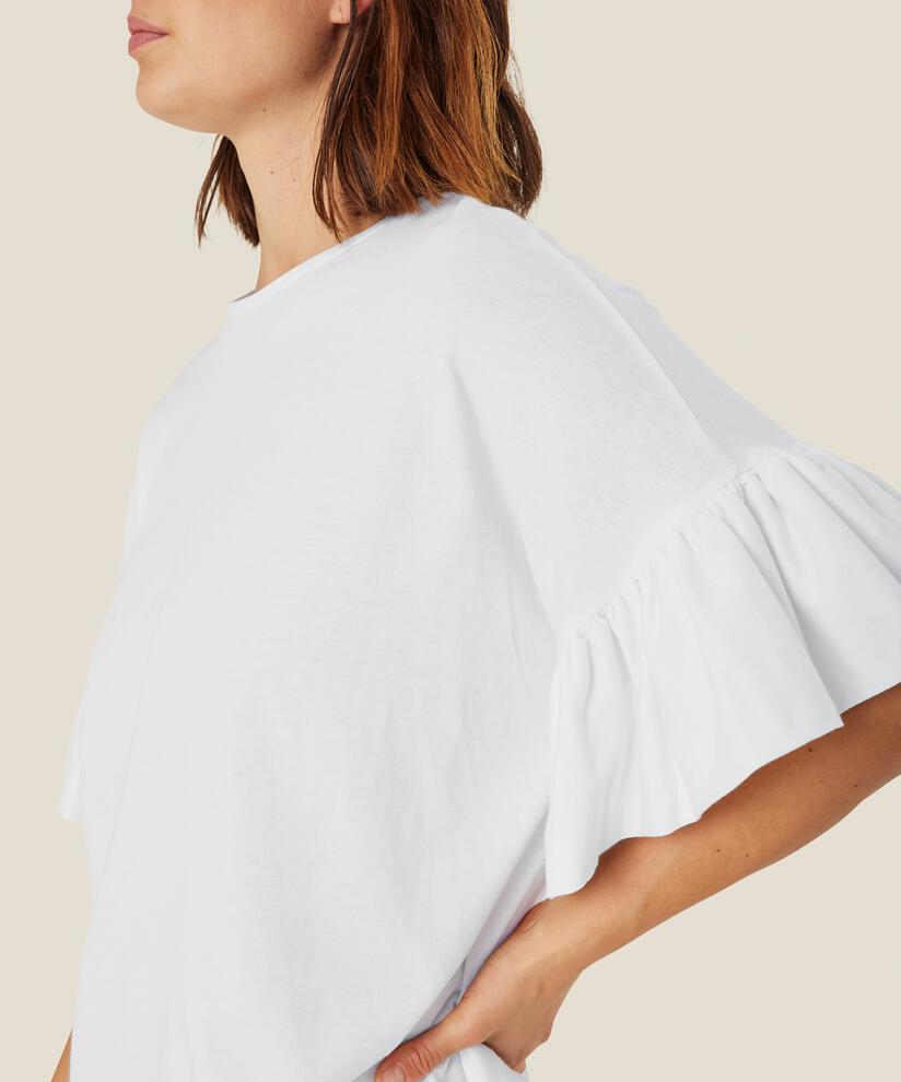 T-Shirt mit Rüschenärmeln, White