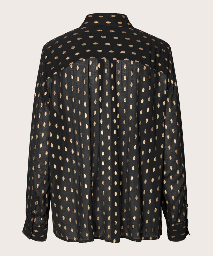 leichtes transparentes Shirt mit goldenen Punkten, Black