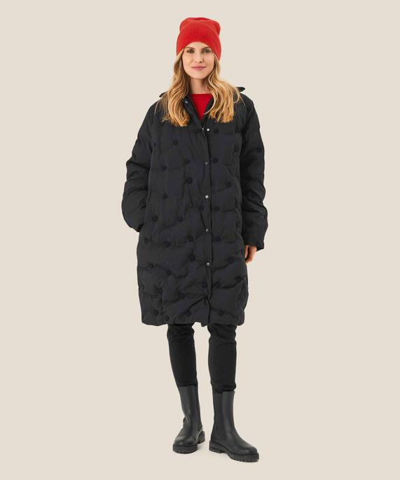 Daunenmantel mit gerippten Details, Black