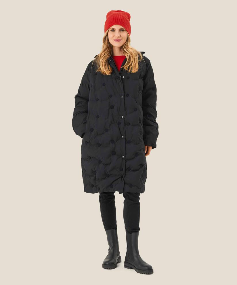 Daunenmantel mit gerippten Details, Black