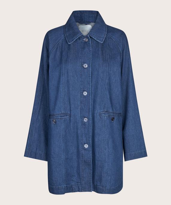 Ungefütterte Jeansjacke mit Knopfverschluss, Dark Denim