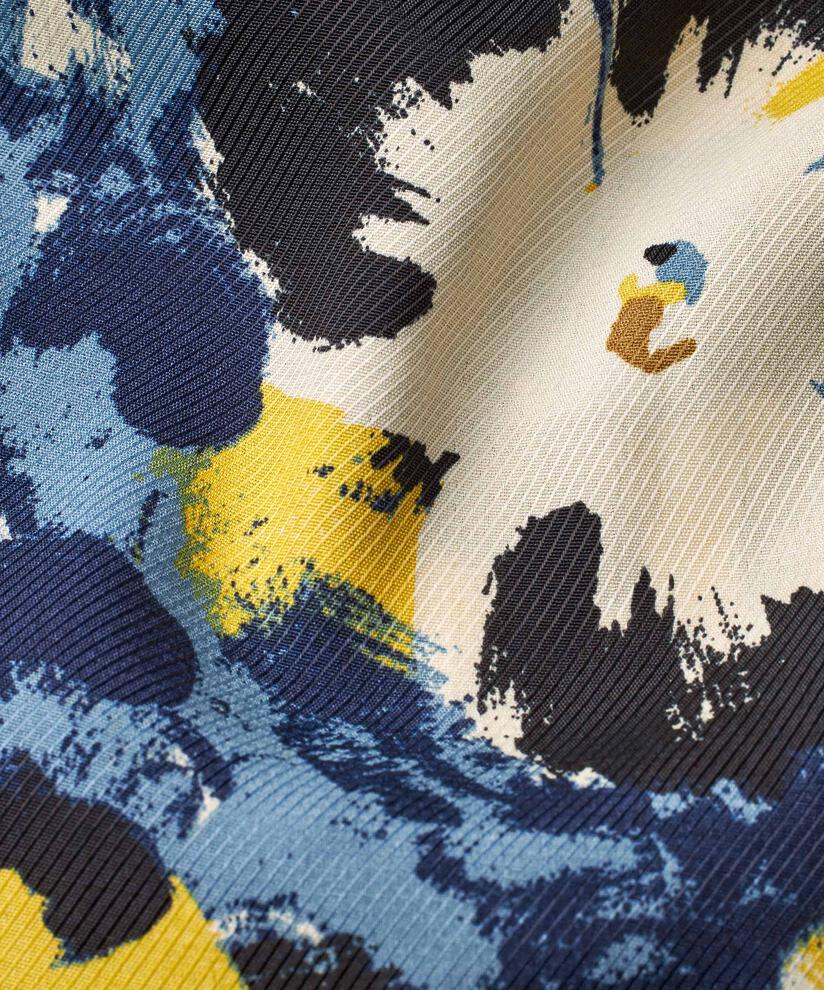 Bedruckte Bluse Mit 3/4-ärmeln Und Rundhals, Proven Blue