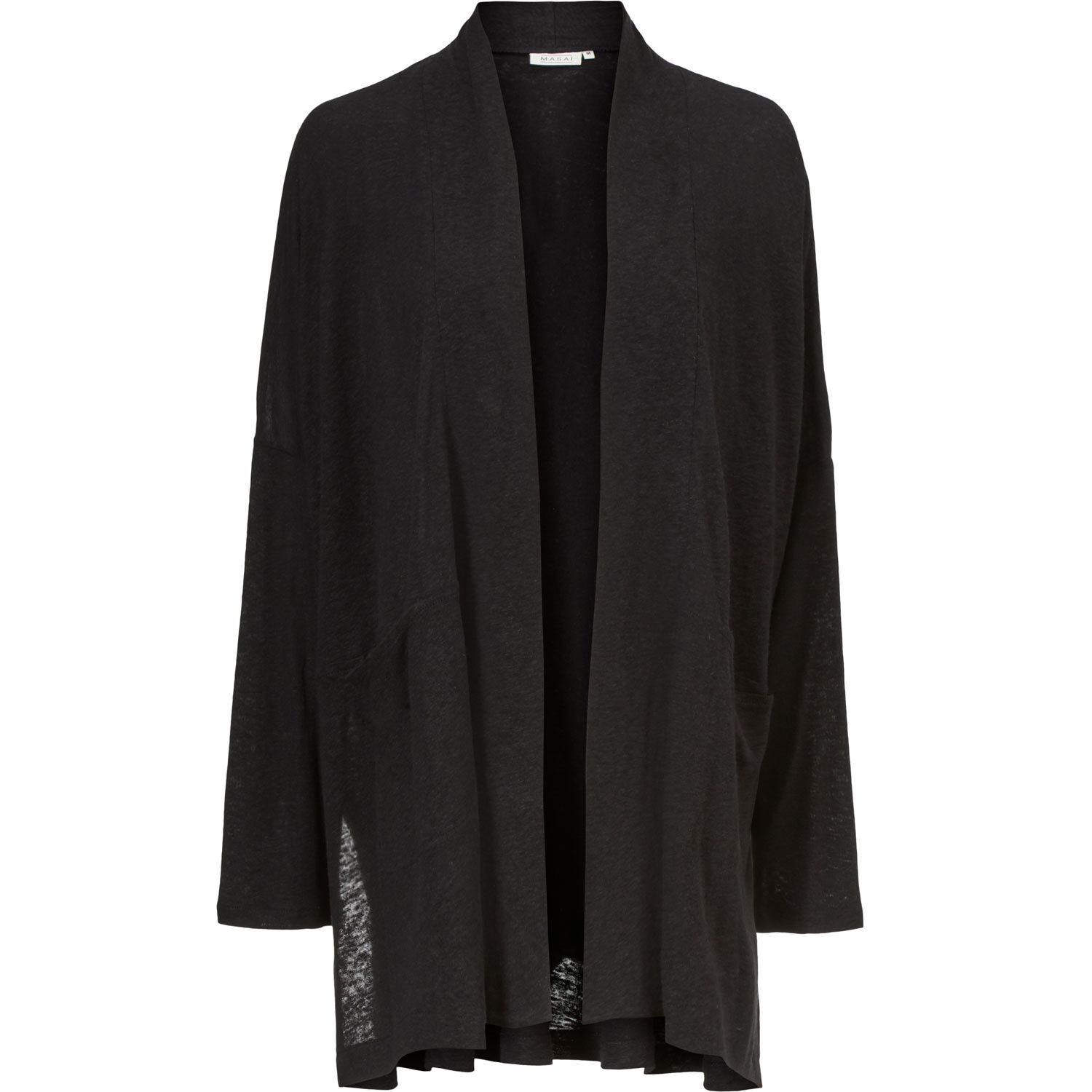 Cardigan aus Leinenmix mit Taschen, Black