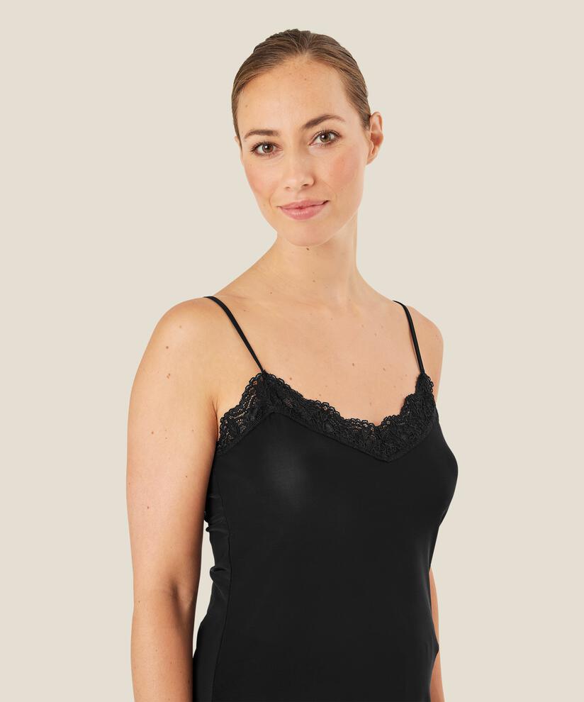 Tanktop mit Spitzendetail, Black