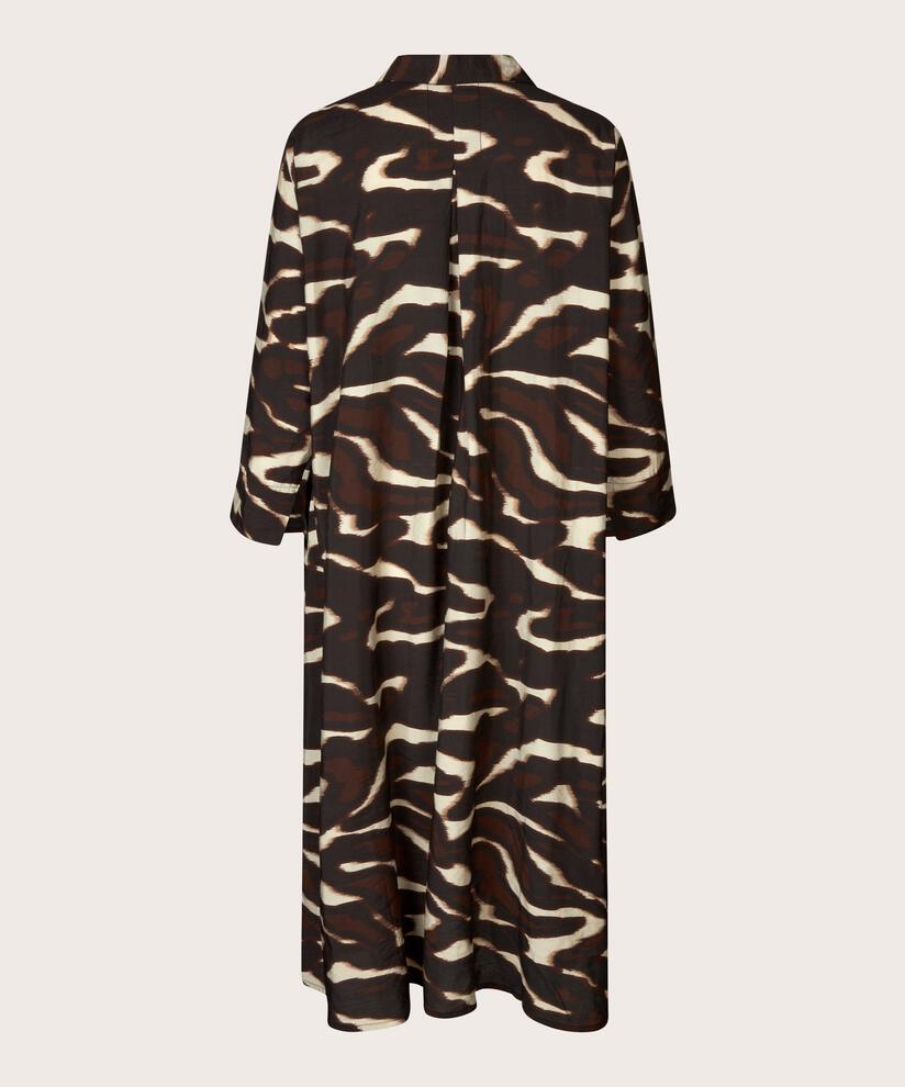 Kleid aus Viskose mit Knöpfen und Kragen, Coffee Bean