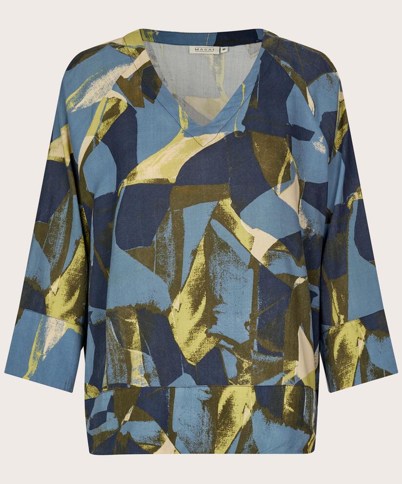 Viskosebluse Mit V-ausschnitt, Proven Blue
