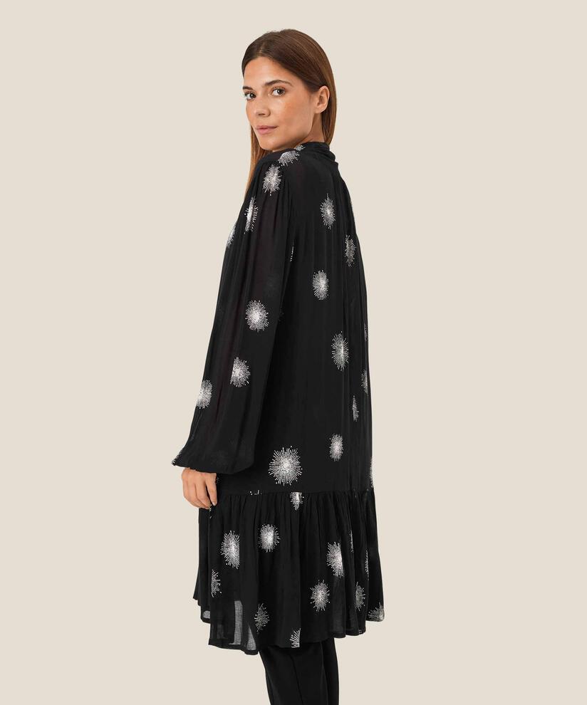 Transparente Tunika mit Bindebändern am Hals, Black