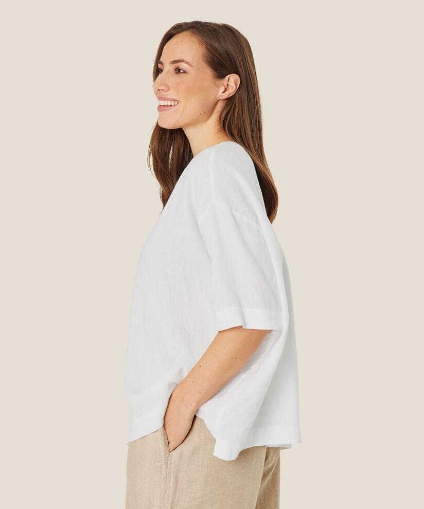 Viskosebluse Mit 1/2 Ärmeln, White