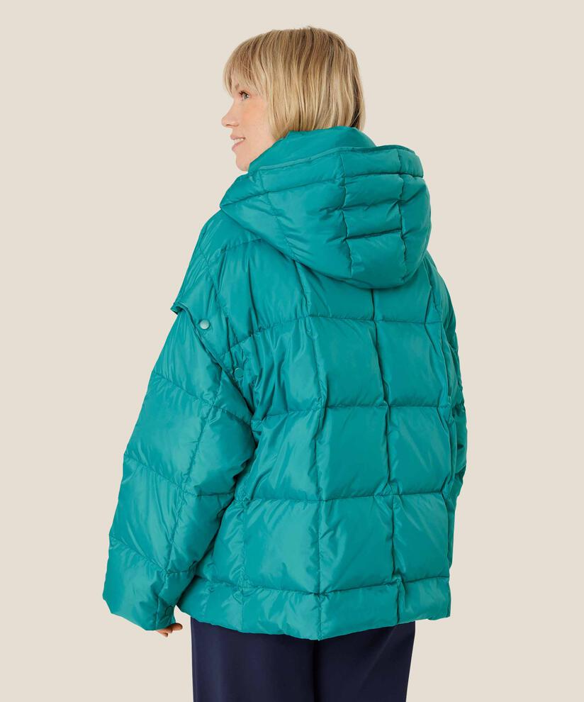 Daunenjacke mit abnehmbarer Kapuze und Ärmeln, Teal
