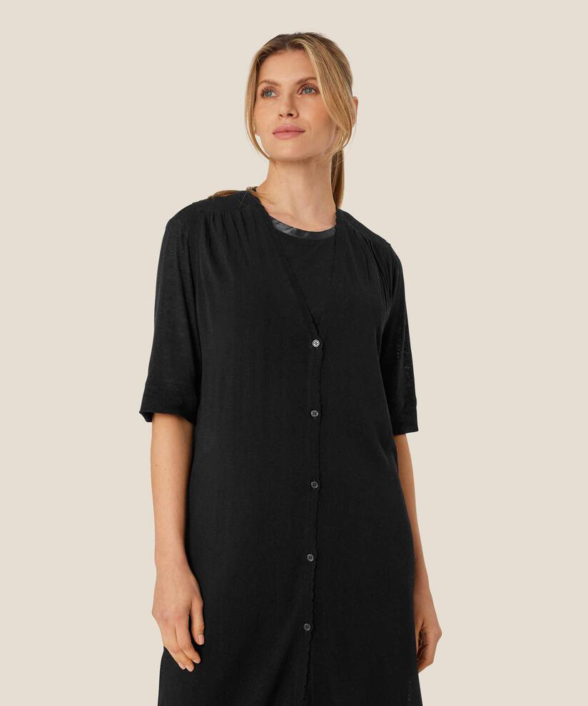 langer Cardigan aus Leinenmischung, Black