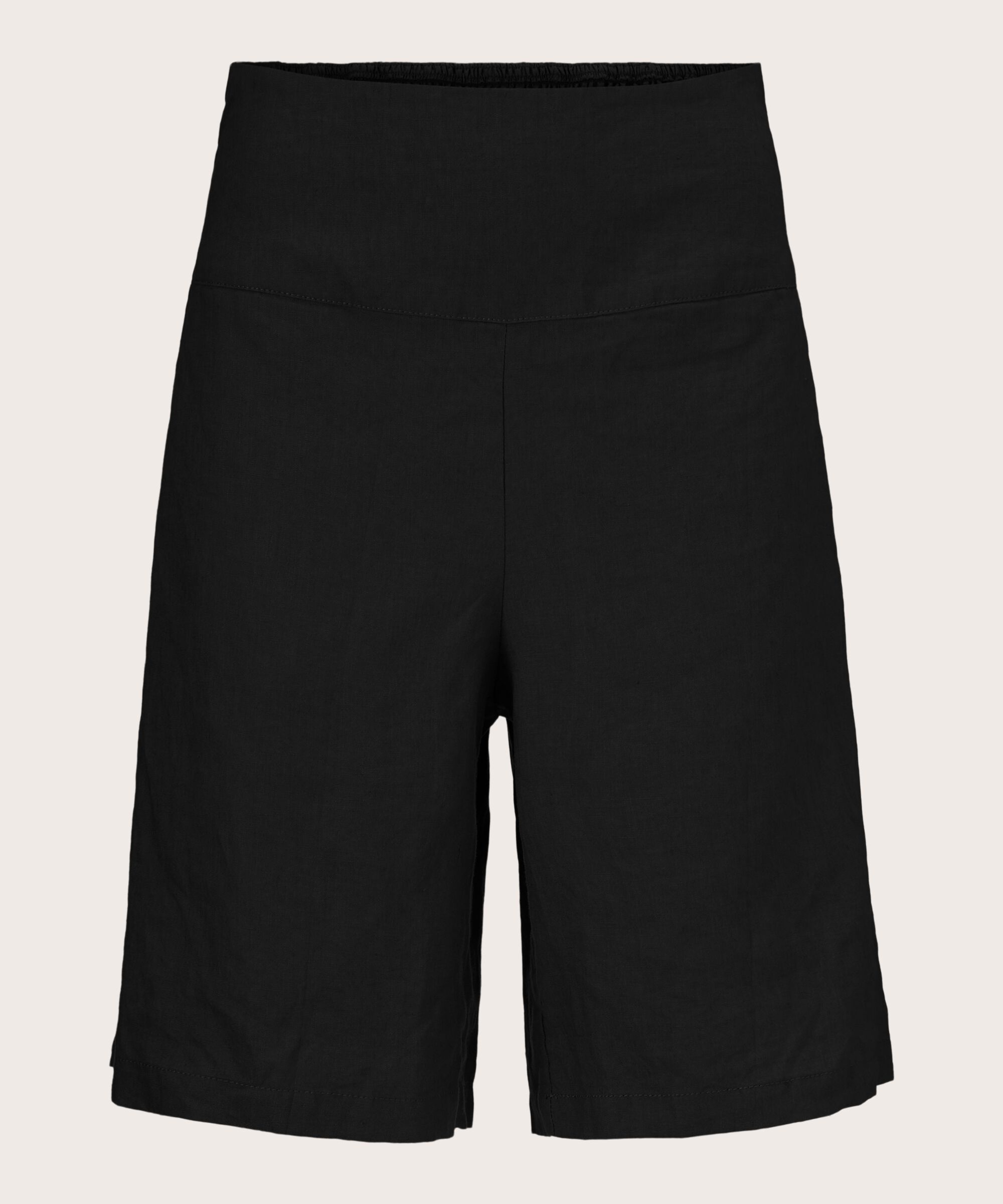 Leinenshorts Mit Gesmoktem Gummizug Hinten, Black