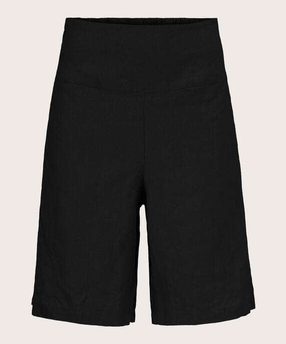 Leinenshorts Mit Gesmoktem Gummizug Hinten, Black