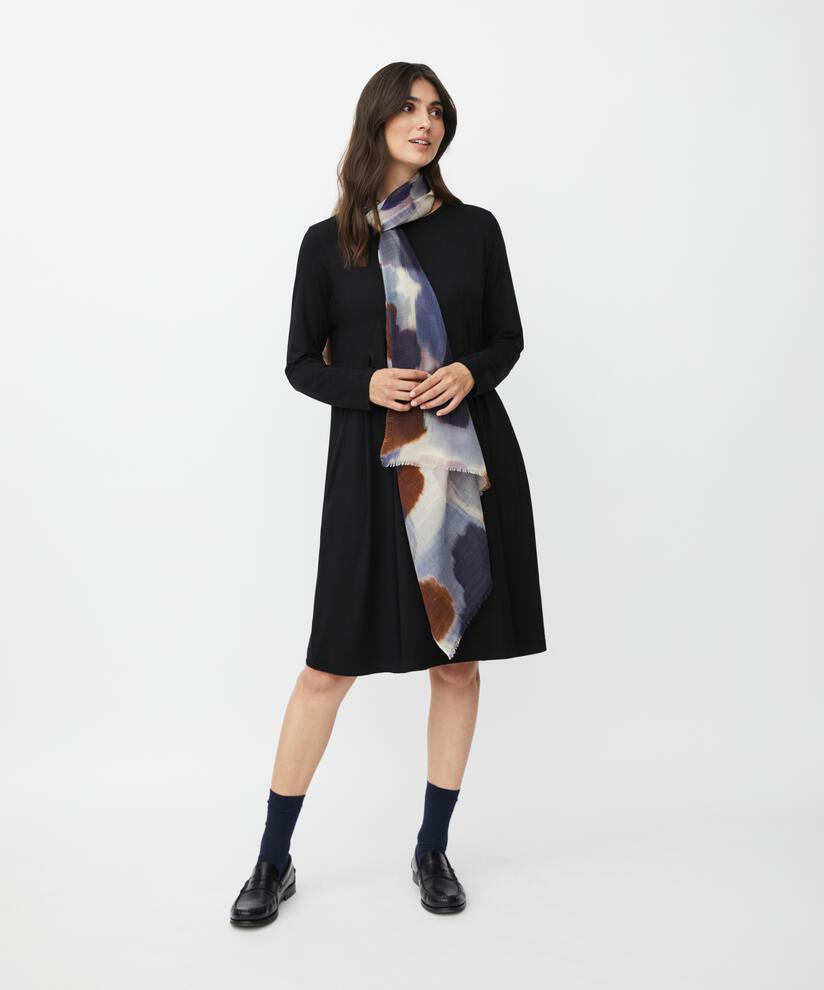 Jerseykleid mit Falten vorne und Eingrifftaschen, Black