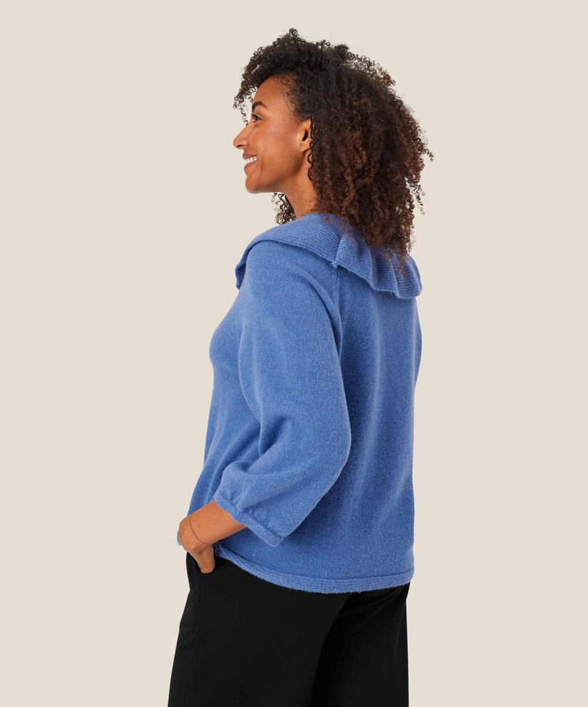 Strickpullover mit geripptem Kragen, Federal Blue