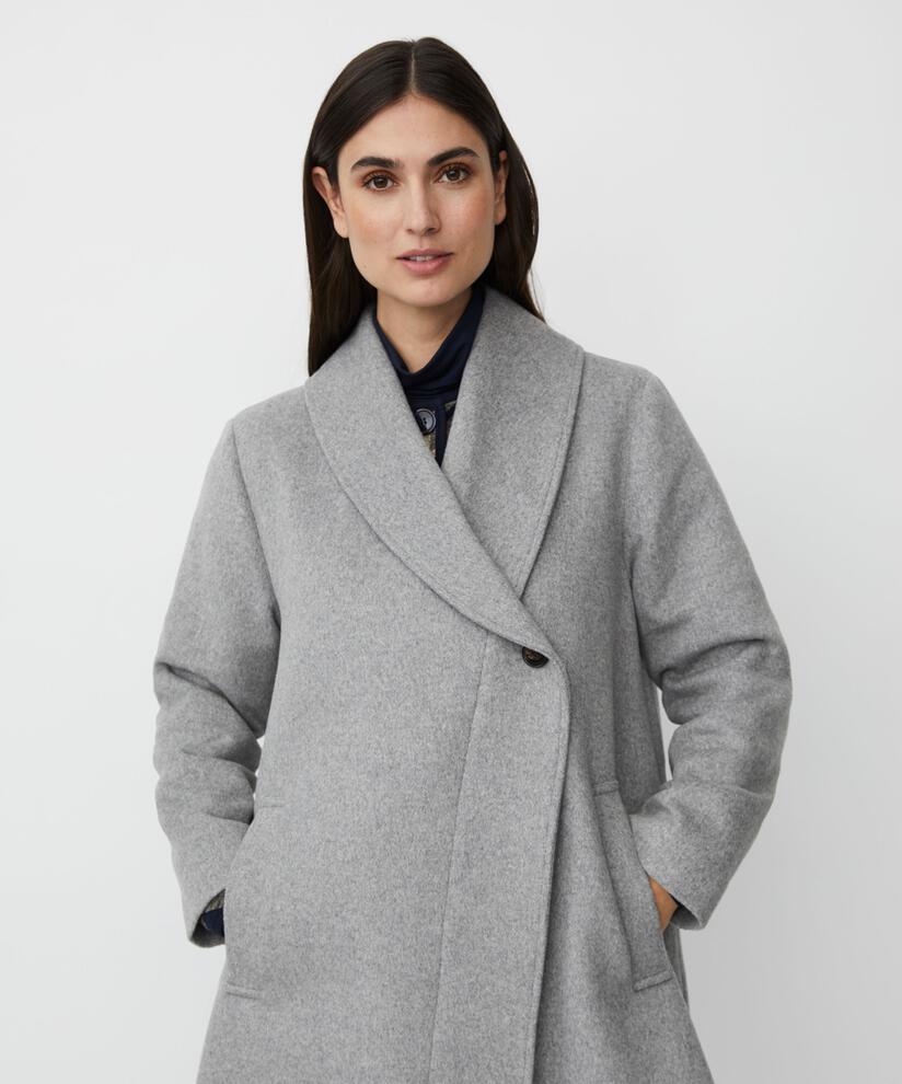 Wollmantel mit Thermofutter und Schlitz hinten, M. Grey mel.