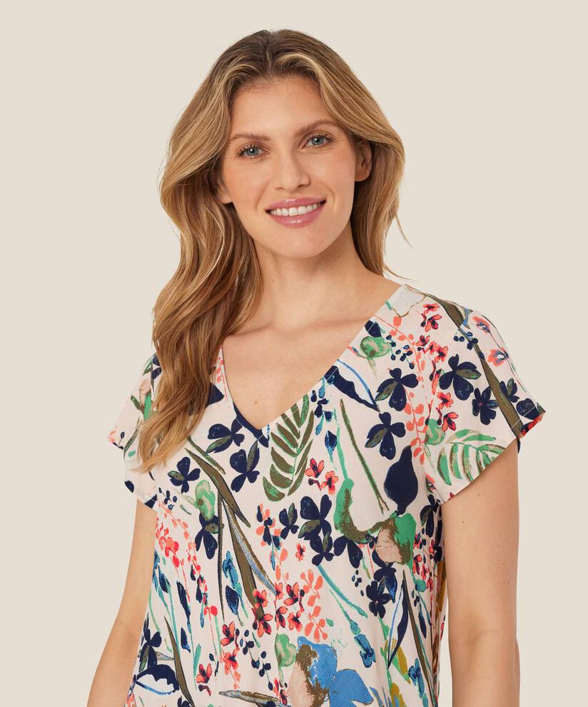 Bedrucktes Viskosekleid mit V-Ausschnitt, Marina