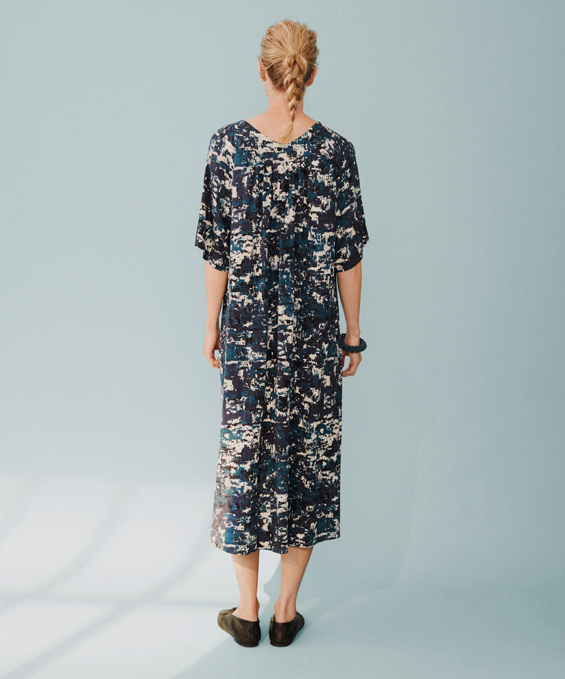 gemustertes Jerseykleid mit V-Ausschnitt, Reflect Pond