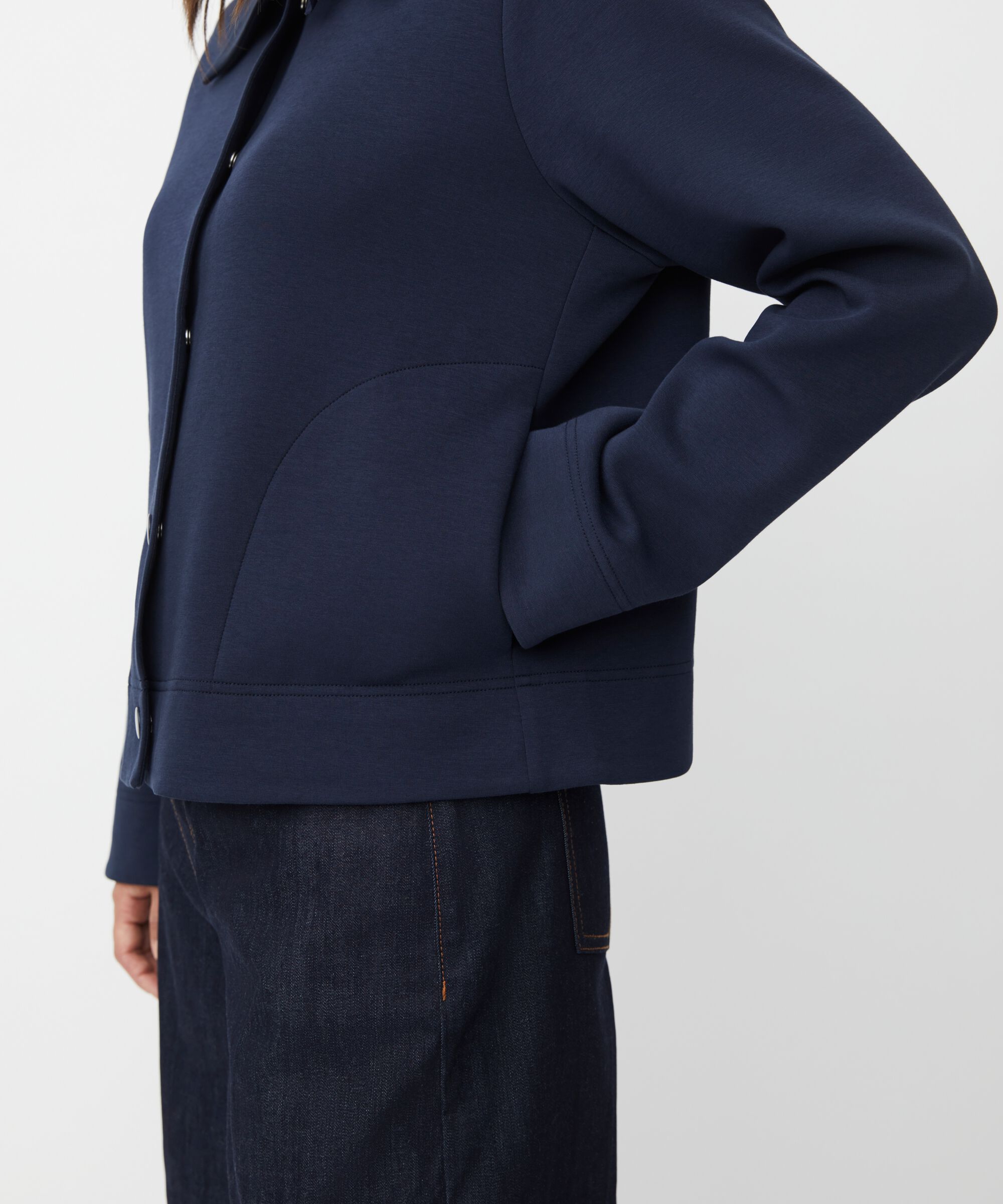 Kurzjacke in schwerer Jersey-Qualität, Navy Blazer