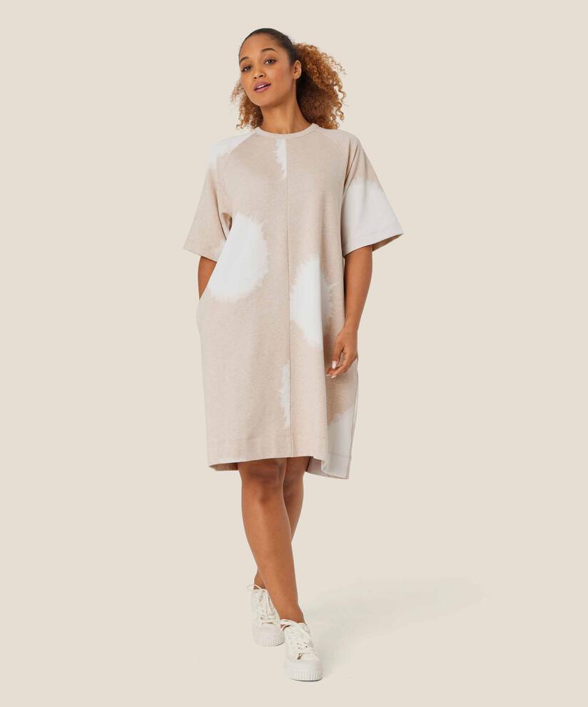 Sweatshirtkleid mit Eingrifftaschen, Beige melange