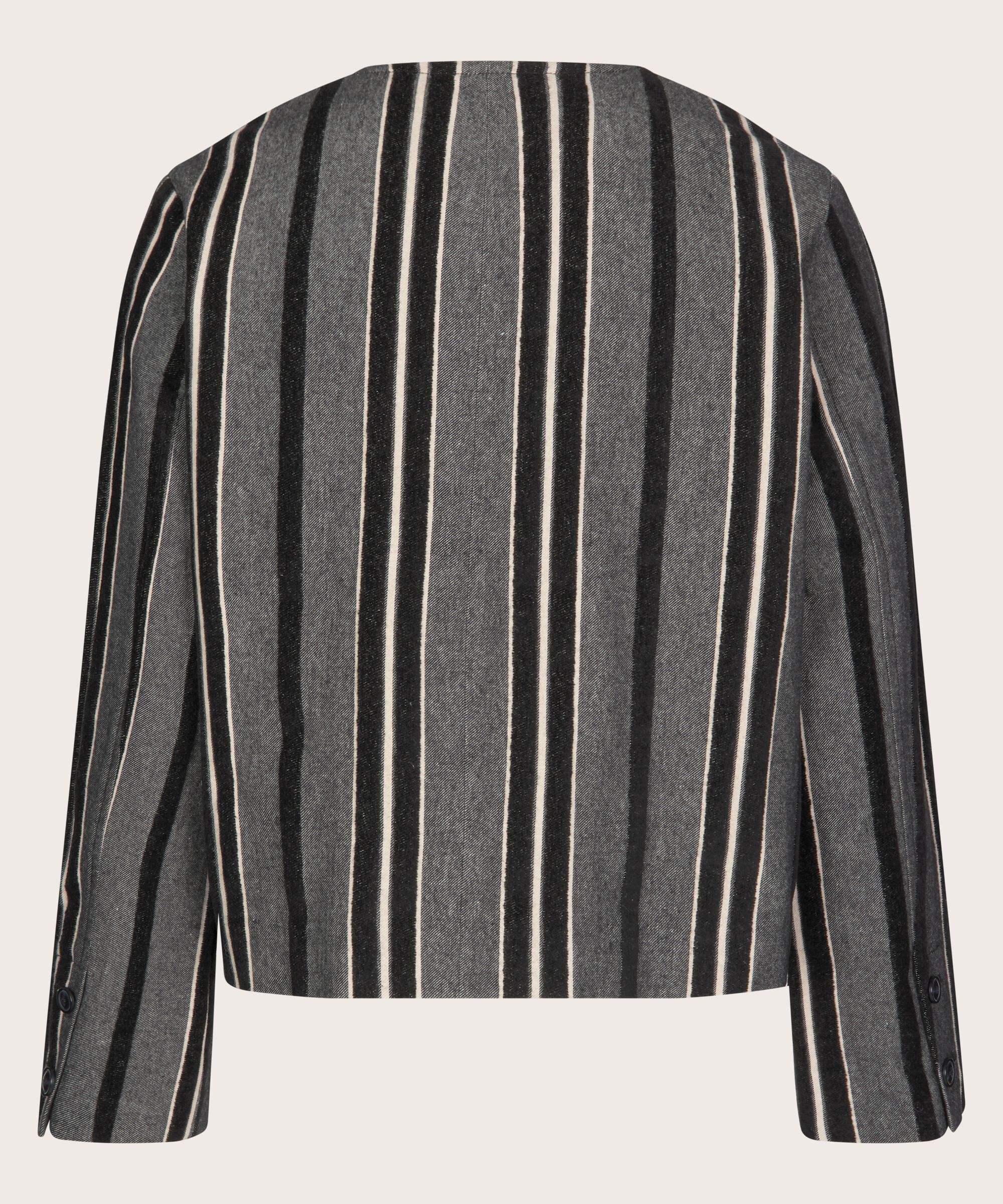 kurze gestreifte Jacke mit Futter, Black