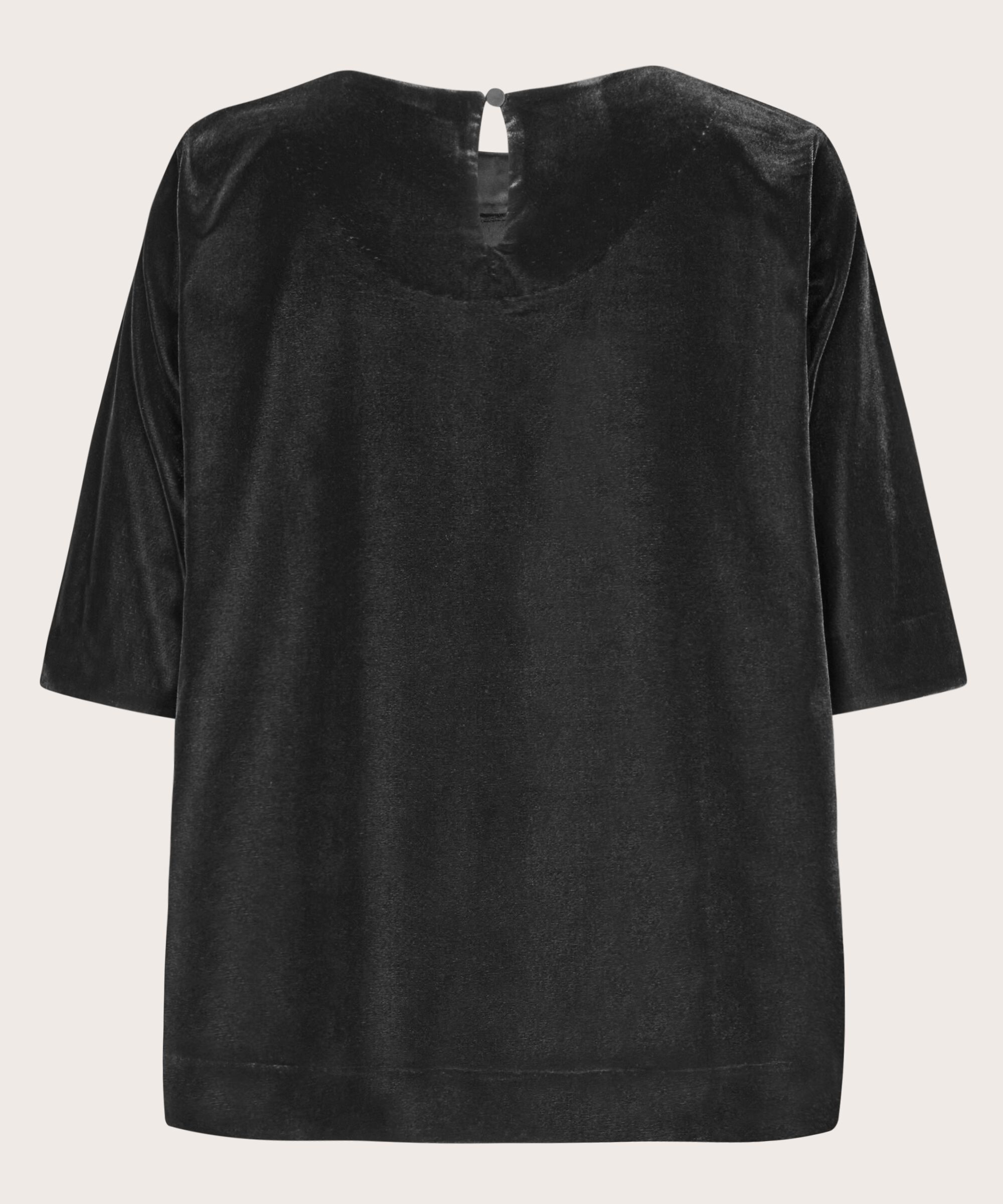 Veloursbluse mit Knopfdetail, Black