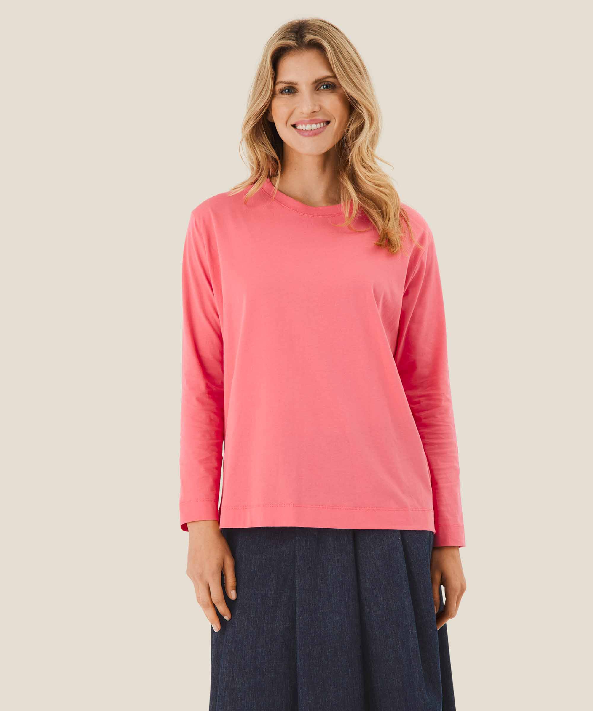 Langarmshirt aus Baumwolle, Calypso Coral