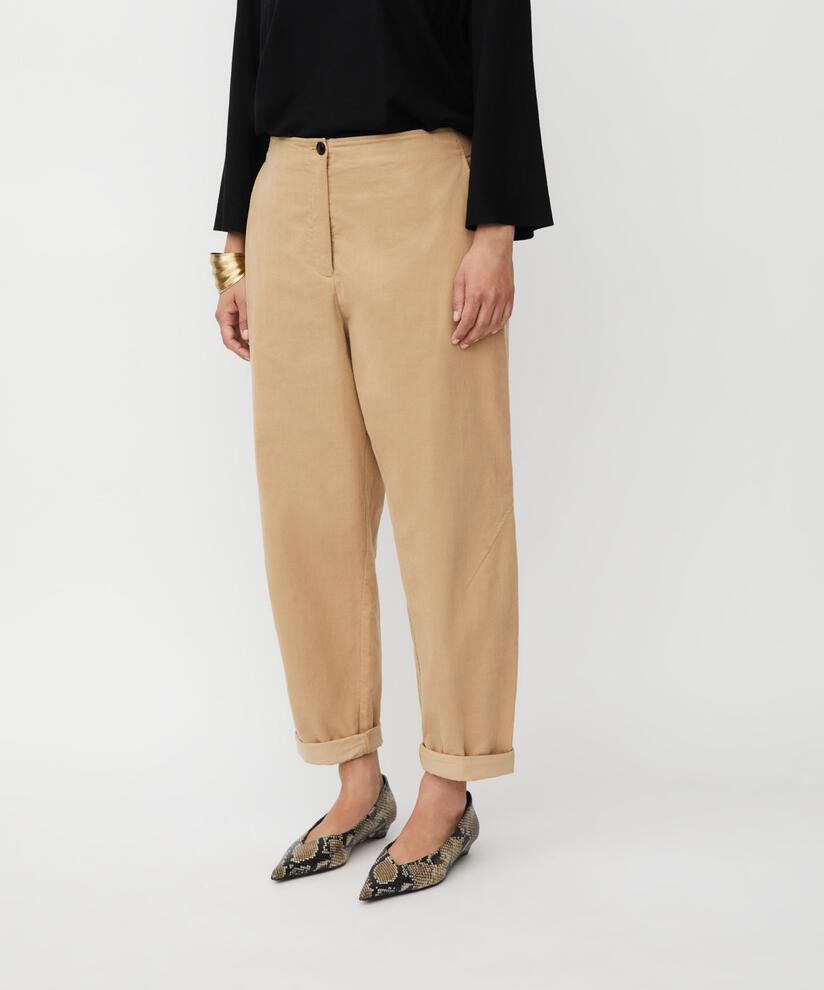 Cordhose mit Gummizug hinten, Travertine