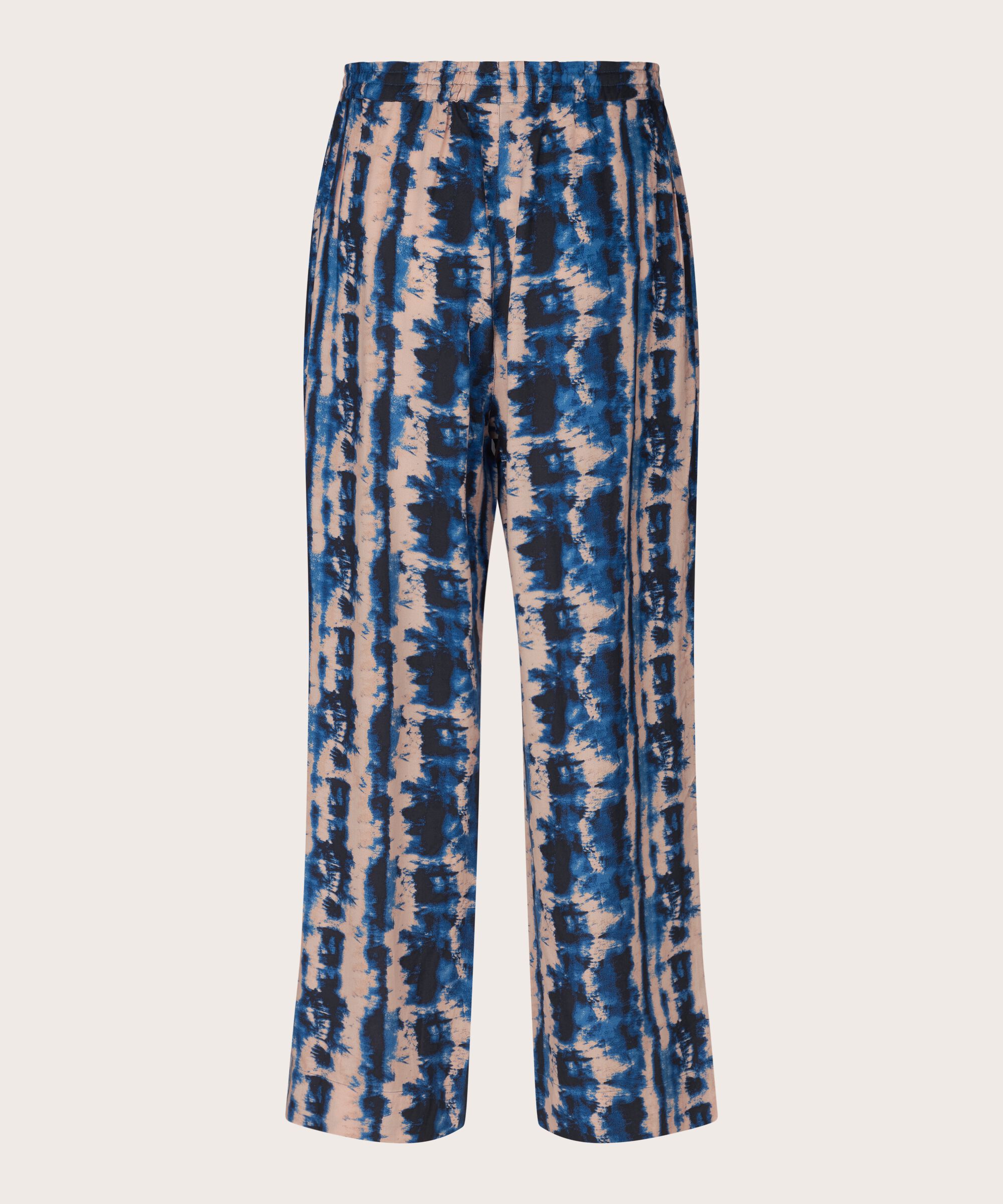 Bedruckte Viskosehose mit elastischem Bund, Navy Peony