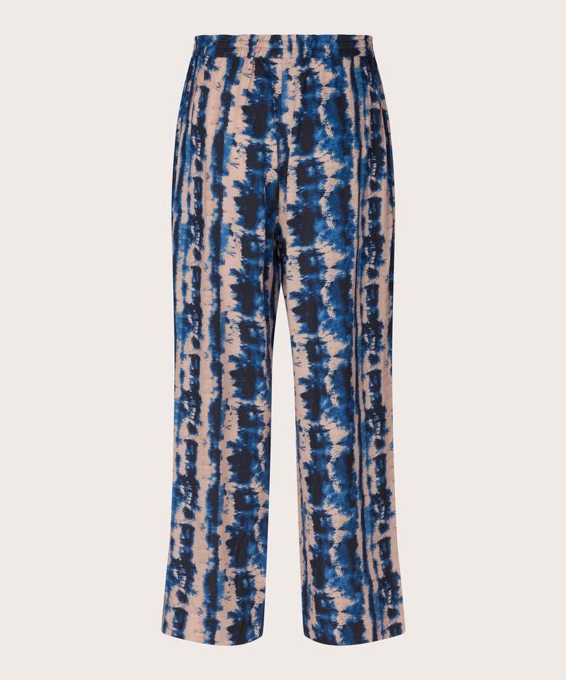 Bedruckte Viskosehose mit elastischem Bund, Navy Peony