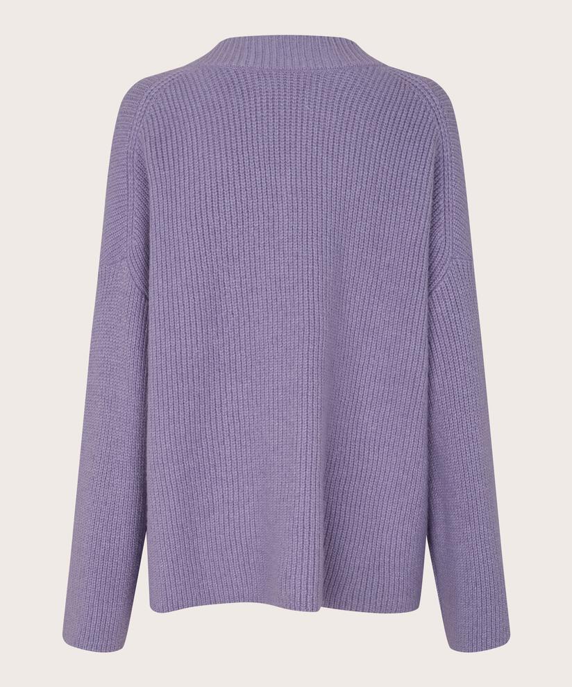 Rippenstrickpullover mit V-Ausschnitt, Wisteria