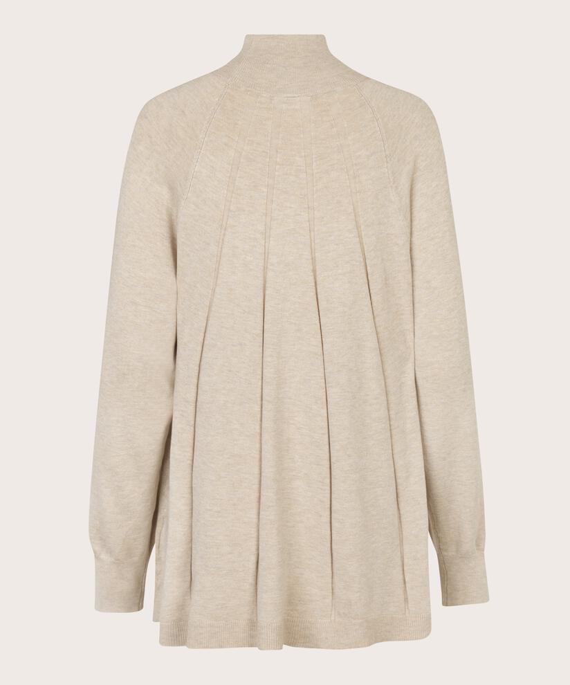 Feinstrickpullover mit Falten und Kragen, L beige mel