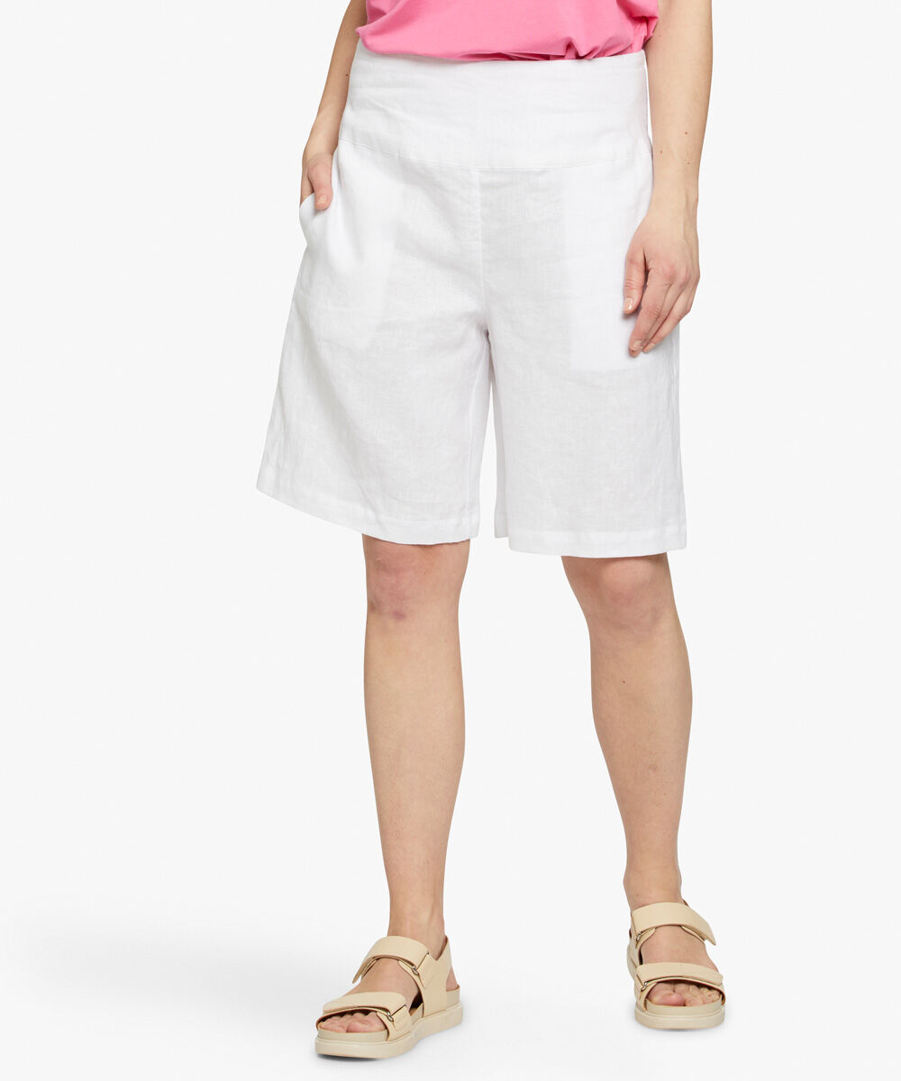 Leinenshorts Mit Gesmoktem Gummizug Hinten, White