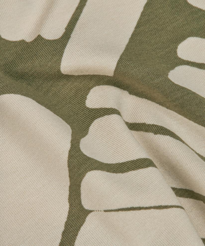 Bedruckte Jersey-Tunika mit V-Ausschnitt, Dusky Green
