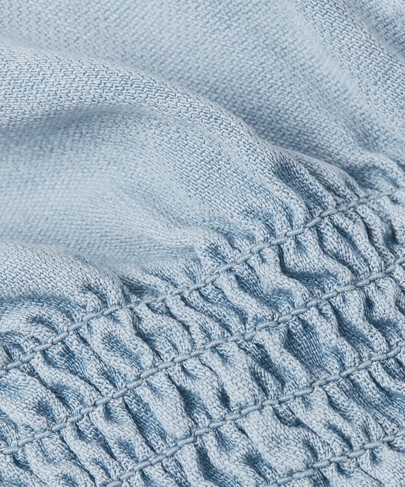 Jeanskleid mit Rüschendetail am Hals und Eingrifftaschen, Light Denim