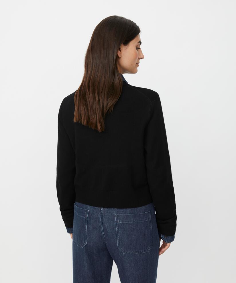 Langarm-Cardigan mit Strassknöpfen, Black