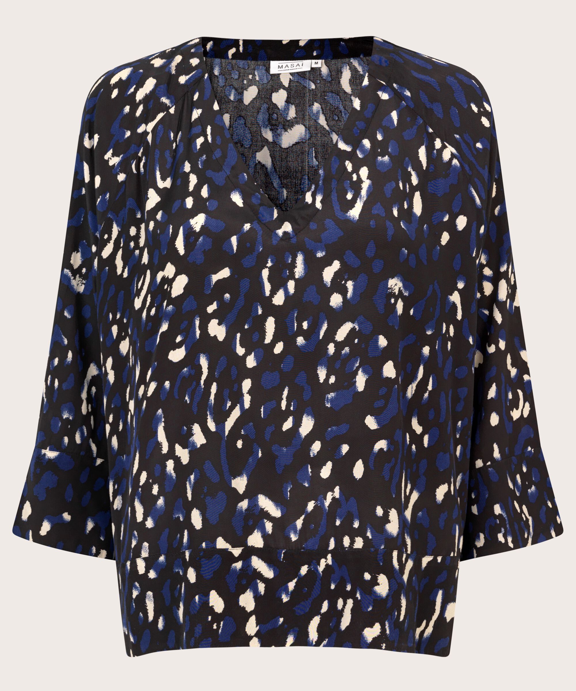 Viskosebluse Mit V-ausschnitt, Medieval blue