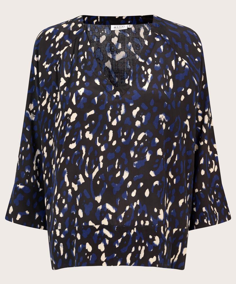 Viskosebluse Mit V-ausschnitt, Medieval blue