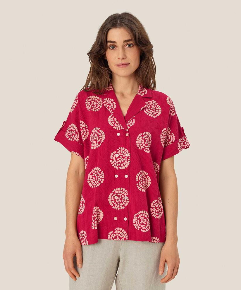 Baumwollhemd mit zweireihigem Knopfverschluss, Persian Red