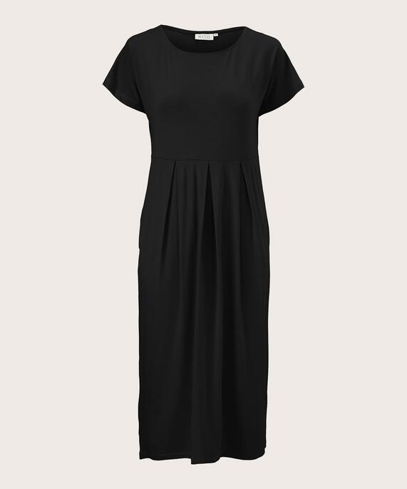 Tulpenkleid mit kurzen Ärmeln und Rundhalsausschnitt, Black