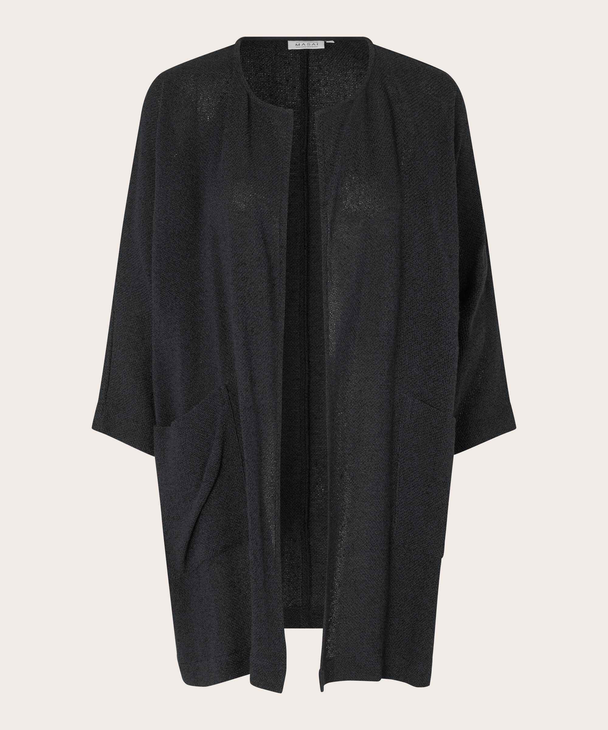 Lange Jacke Aus Bouclé, Black
