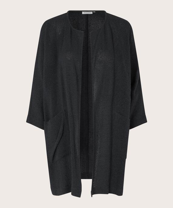 Lange Jacke Aus Bouclé, Black