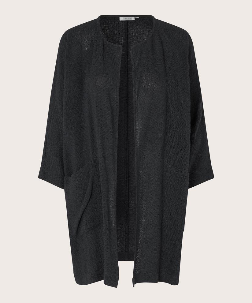 Lange Jacke Aus Bouclé, Black