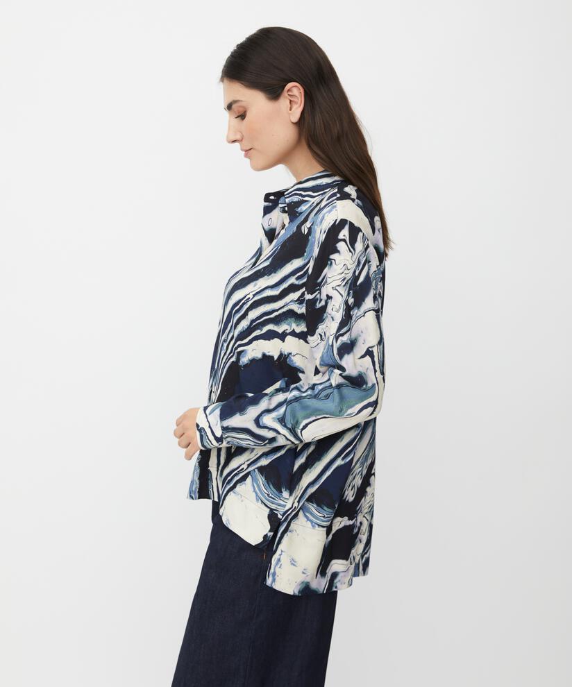 Viskose-Shirt mit langen Ärmeln und längerem Rücken, Wisteria