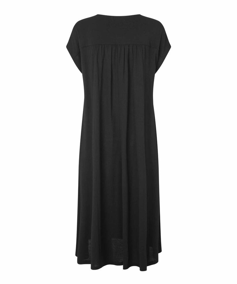 kurzärmliges Jerseykleid mit femininen Falten, Black
