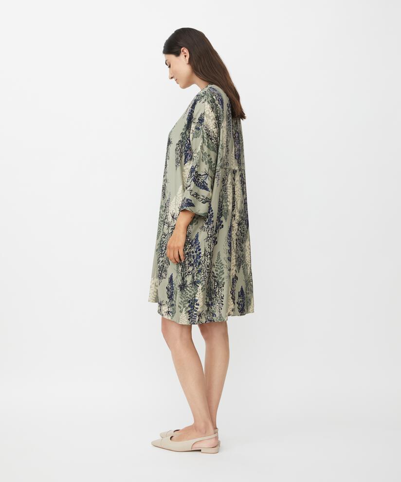 Gemustertes Hemdblusenkleid Aus Viskose, Seagrass