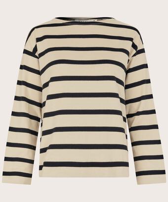 gestreiftes Jersey-Top mit Rundhalsausschnitt, Black