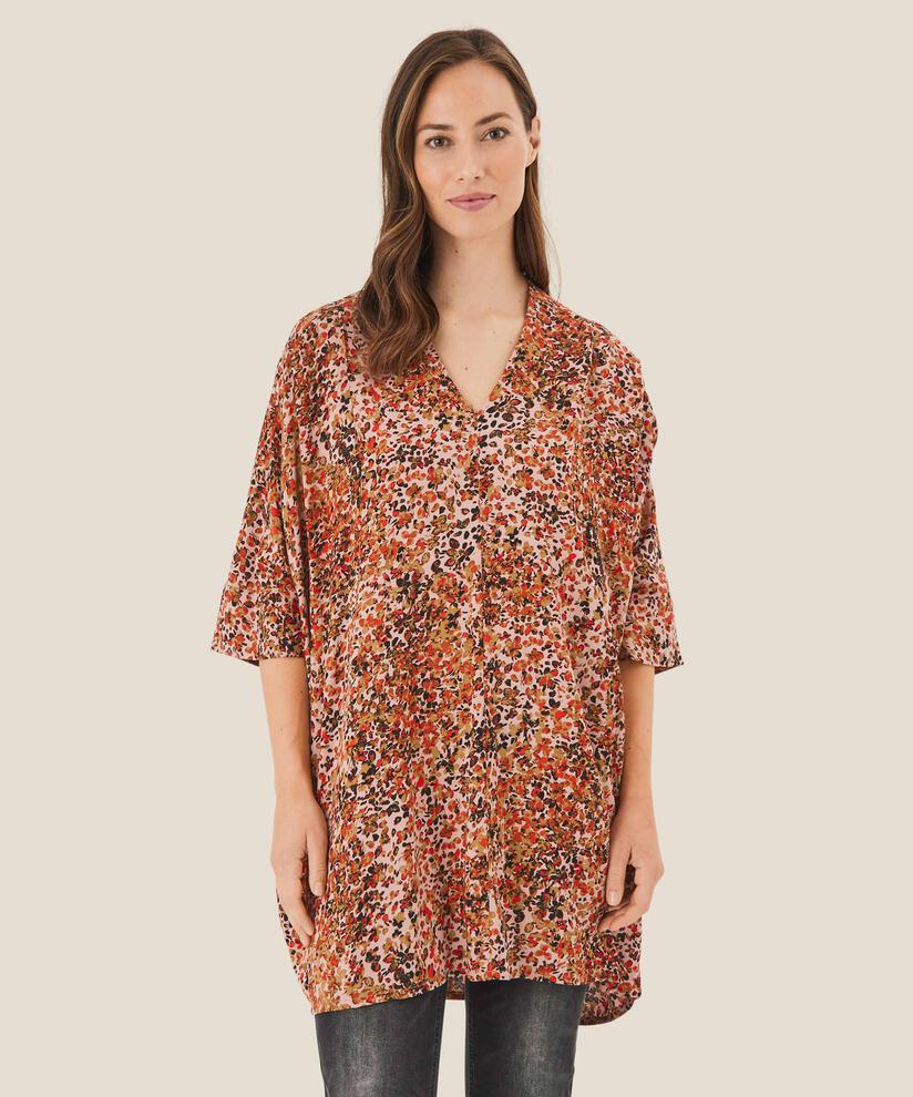 gemusterte Tunika aus Viskosesatin, Misty Rose
